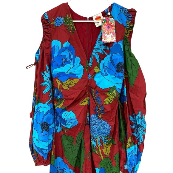 NWT Farm Rio Long-Sleeve V-Neck Midi Dress - Size Medium - Picture 9 of 15